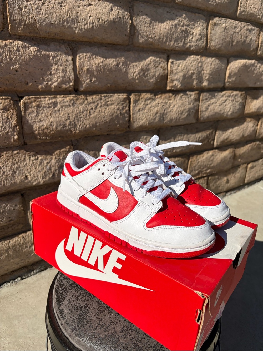 Nike Kids Red and White Low-Top Sneakers - Picture 2 of 8
